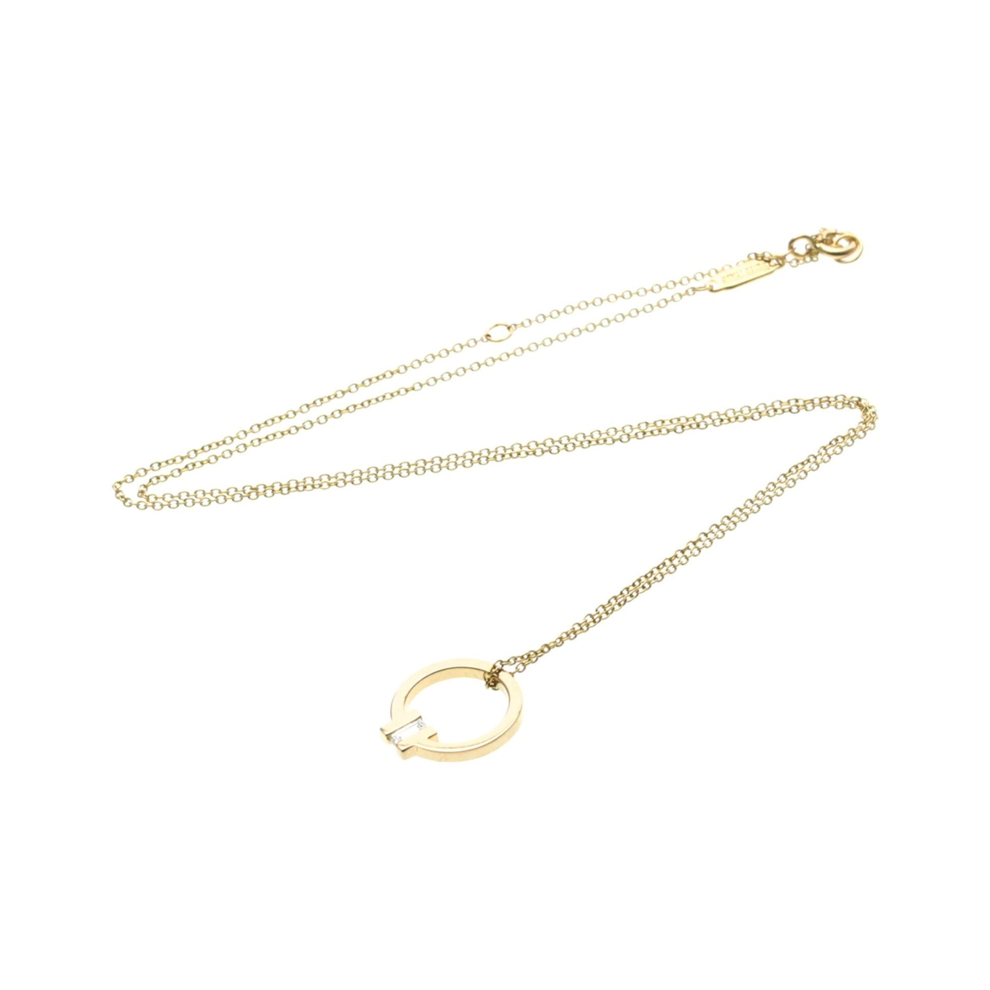 Tiffany & Co. T Circle Pendant 18K Rose Gold with Diamond, Gold, Pink Gold, Necklace