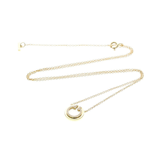 Tiffany & Co. T Circle Pendant 18K Yellow Gold with Diamonds and Mother of Pearl, Gold, Yellow Gold, Necklace