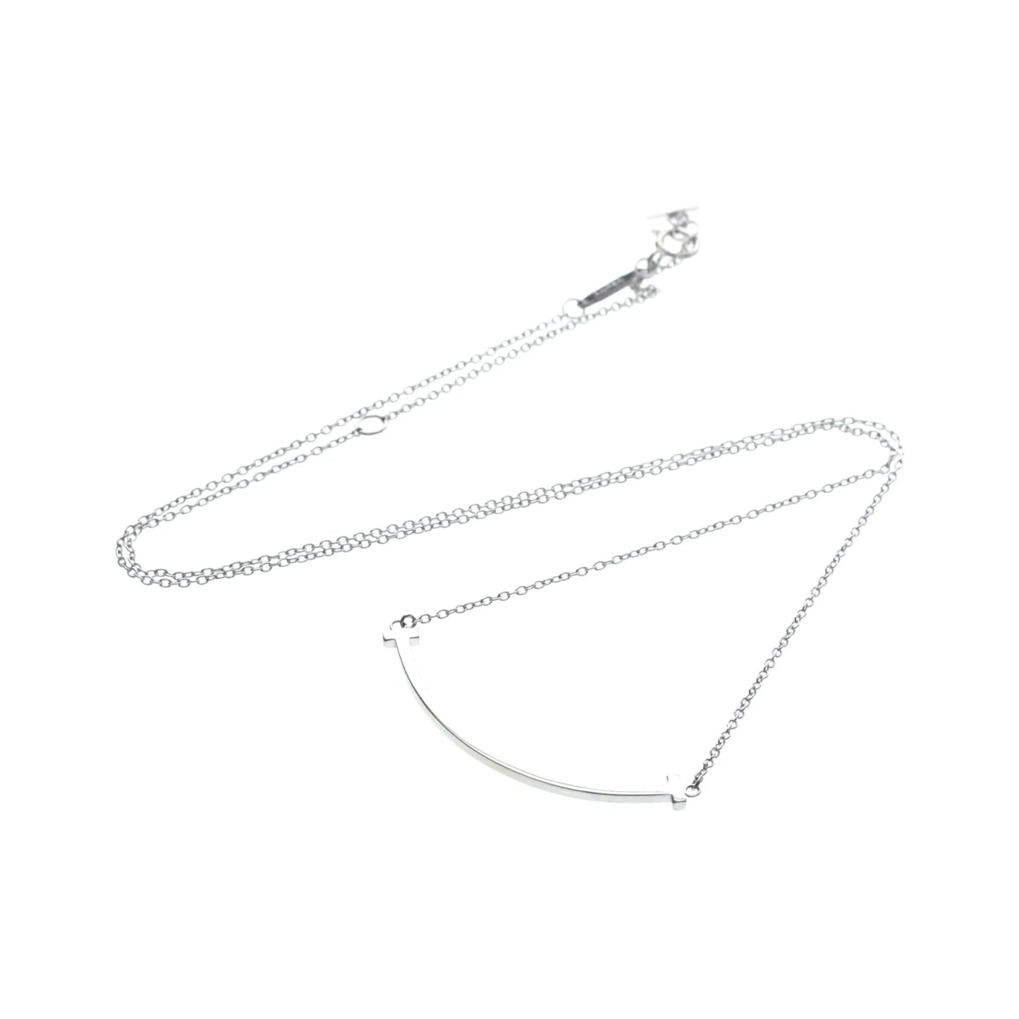 Tiffany & Co. T Smile Pendant 18K White Gold, Silver, White Gold, Necklace