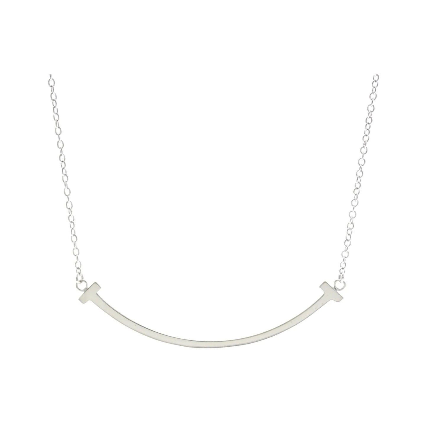 Tiffany & Co. T Smile Pendant 18K White Gold, Silver, White Gold, Necklace