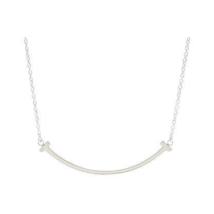 Tiffany & Co. T Smile Pendant 18K White Gold, Silver, White Gold, Necklace