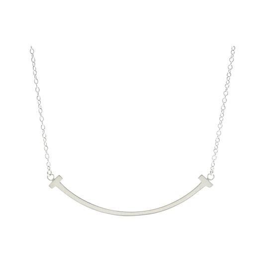 Tiffany & Co. T Smile Pendant 18K White Gold, Silver, White Gold, Necklace