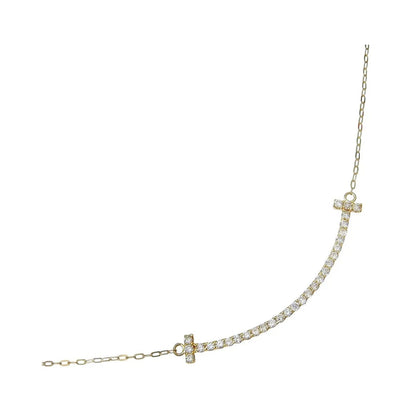 Tiffany & Co. T Smile Pendant 18K Yellow Gold with Diamonds, Gold, Yellow Gold, Necklace