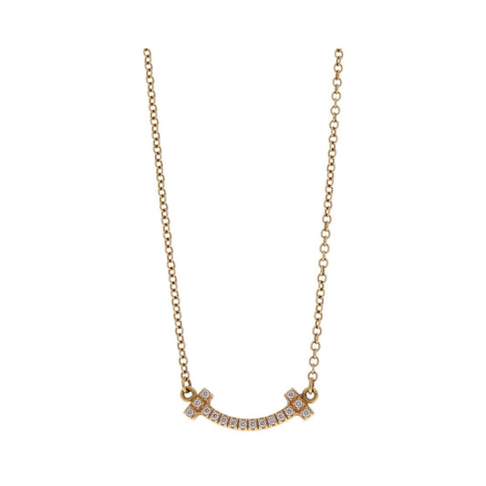 Tiffany & Co. T Smile Pendant 18K Yellow Gold with Diamonds, Gold, Yellow Gold, Necklace
