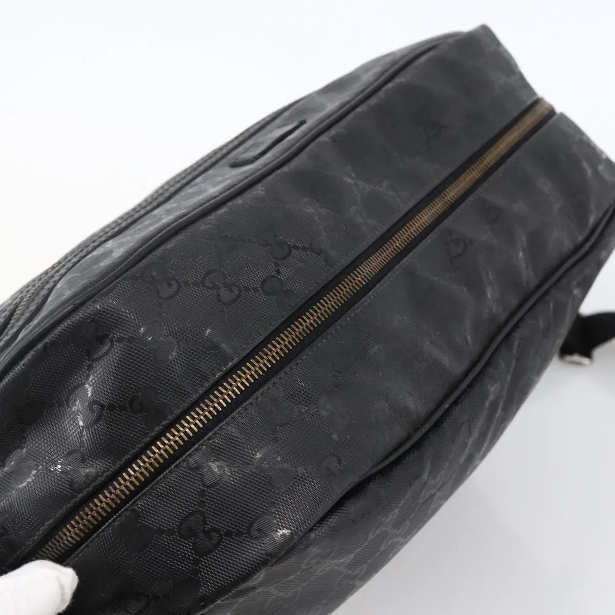 Gucci Zip Messenger GG Imprime, Black, Canvas, Shoulder Bag