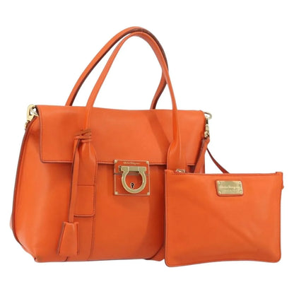 Salvatore Ferragamo Sookie Satchel Leather, Orange, Leather, Handbag