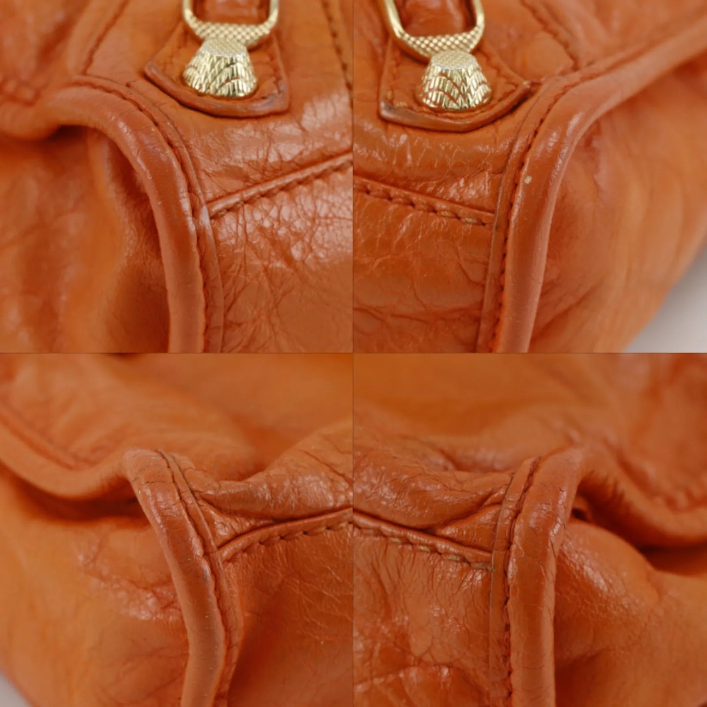 Balenciaga City Classic Studs Leather, Orange, Calfskin, Handbag