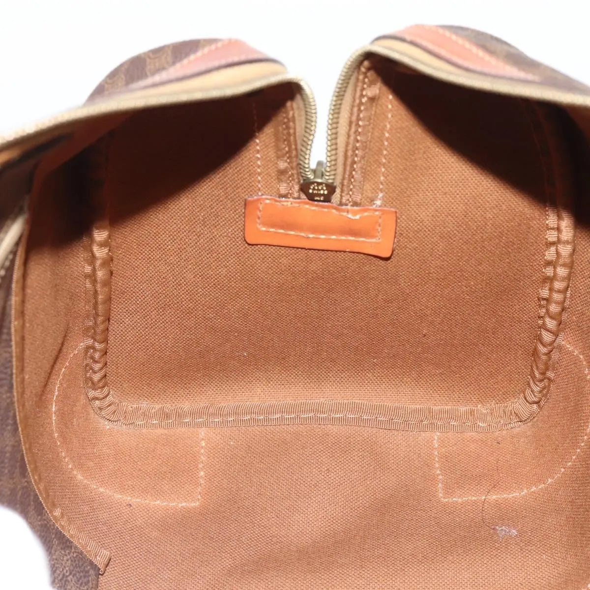 Celine Vintage Macadam Boston Canvas and Leather, Brown, Canvas, Handbag