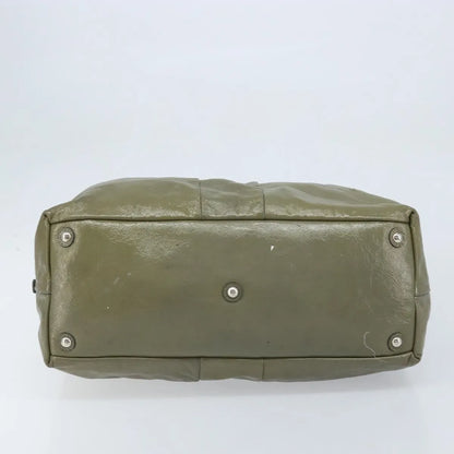 Saint Laurent Easy Y Satchel Patent, Khaki, Patent Leather, Handbag