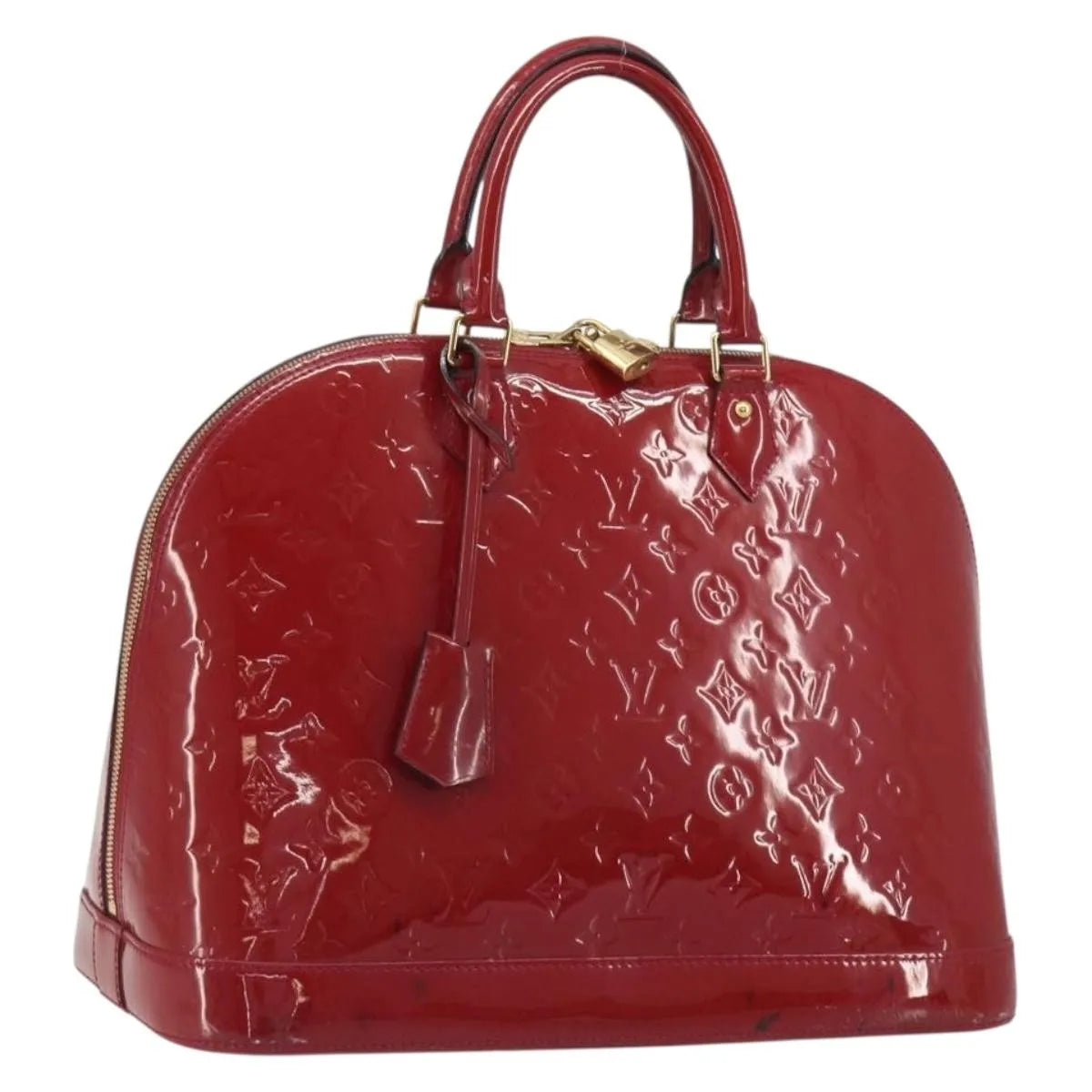 Louis Vuitton Alma Monogram Vernis, Red, Patent Leather, Handbag