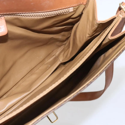 Celine Vintage Macadam Canvas and Leather, Brown, Canvas, Shoulder Bag