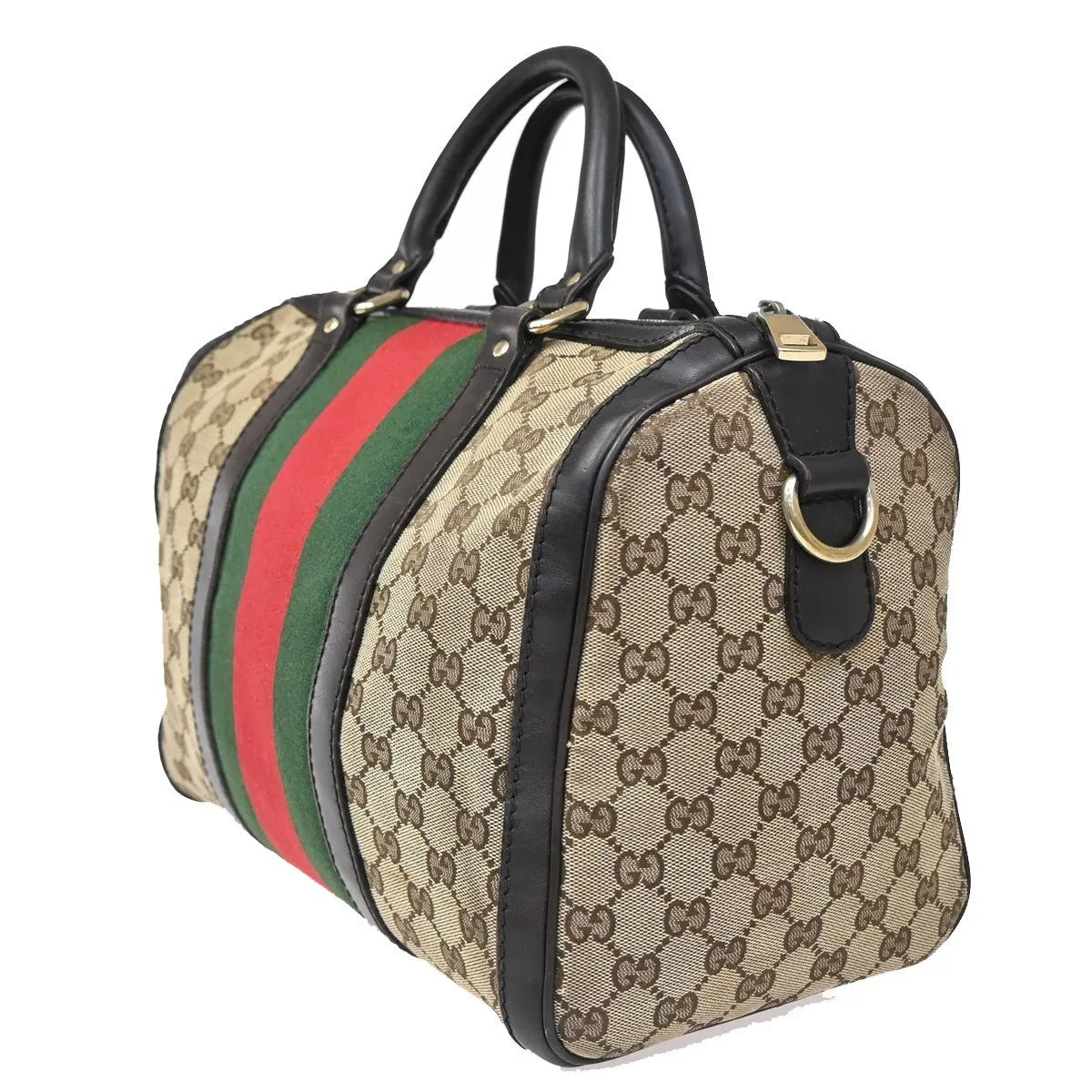 Gucci Vintage Web Boston GG Canvas, Brown, Canvas, Handbag