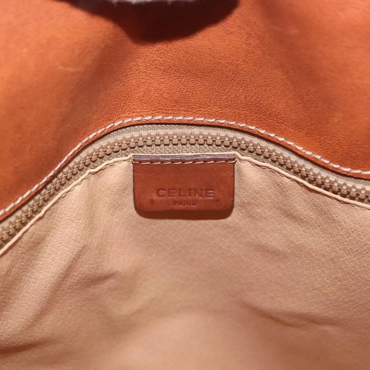 Celine Vintage Macadam Canvas and Leather, Brown, Canvas, Shoulder Bag