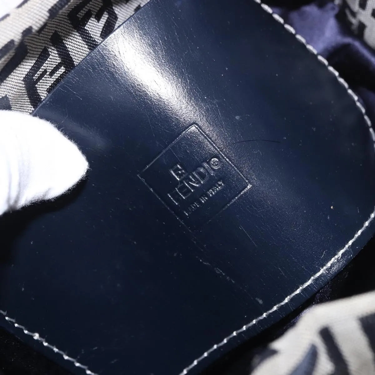 Fendi Zucchino Canvas, Navy, Canvas, Handbag