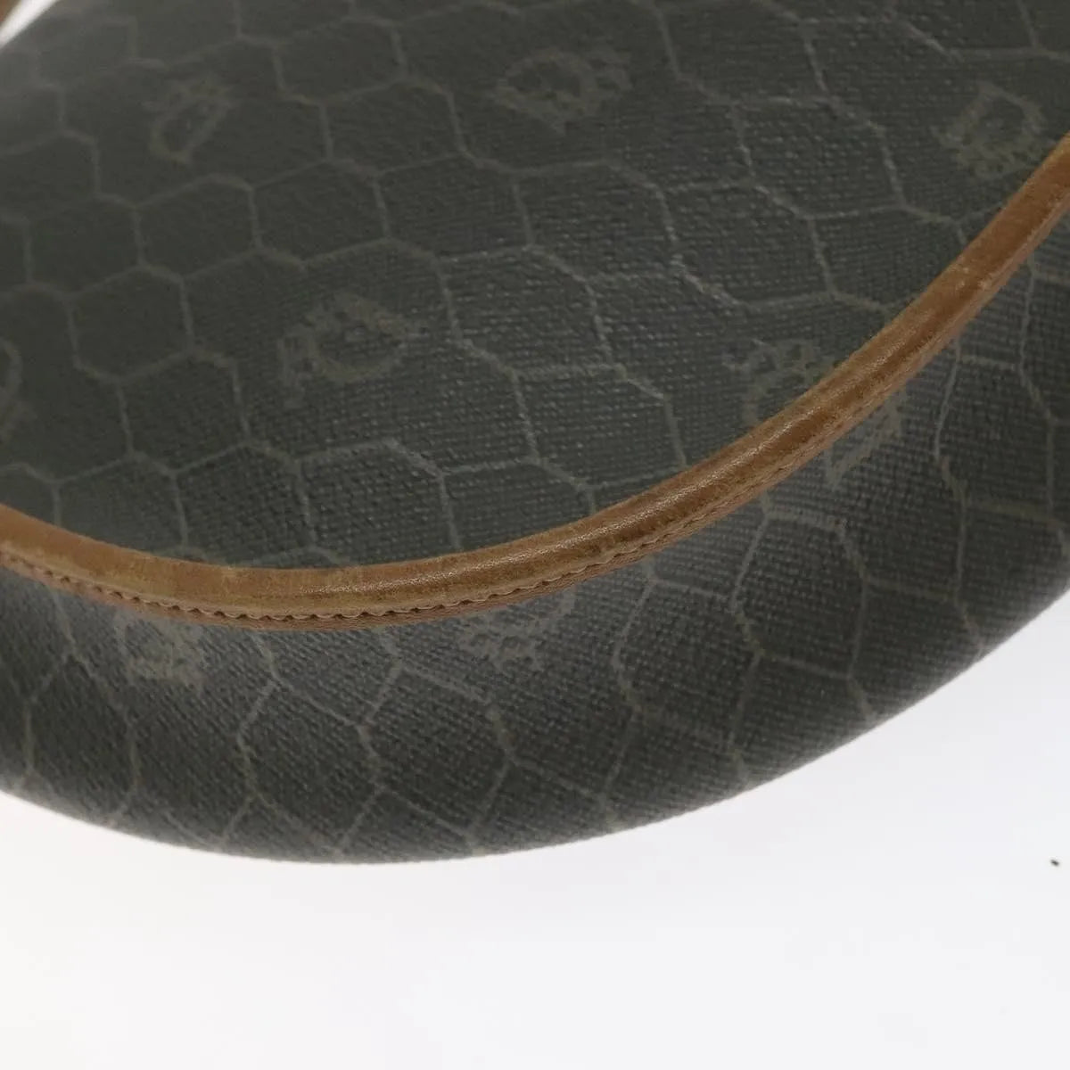 Christian Dior Vintage Honeycomb Flap Coated Canvas, Green, Canvas, Shoulder Bag