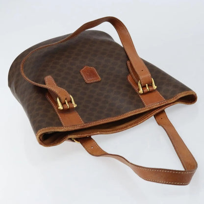 Celine Vintage Macadam Shopper Tote Canvas and Leather, Brown, Canvas, Tote Bag