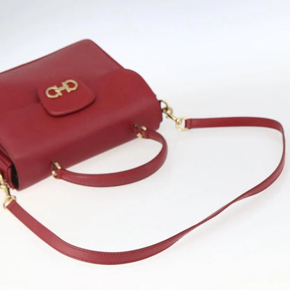 Salvatore Ferragamo Gancini Leather, Red, Leather, Handbag
