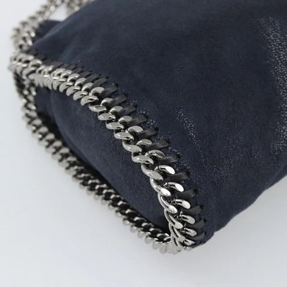 Stella McCartney Falabella Fold Over Faux Leather, Navy, Polyester, Shoulder Bag
