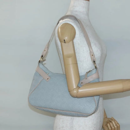 Salvatore Ferragamo Gancini Leather, Gray, Leather, Shoulder Bag