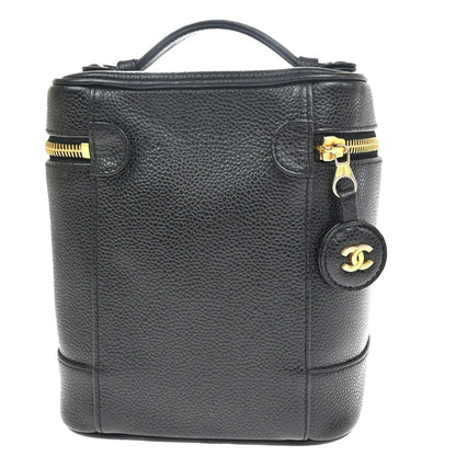 Chanel Vintage Timeless Cosmetic Case Caviar, Black, Leather, Handbag