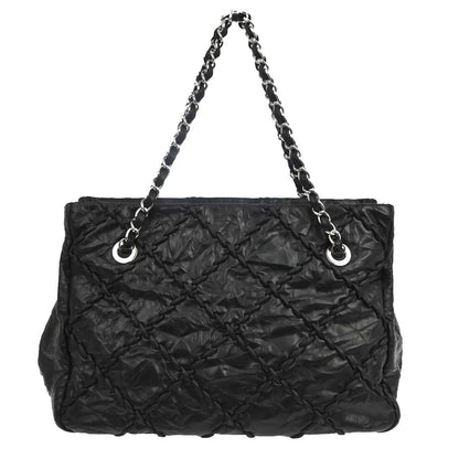 Chanel Ultra Stitch Chain Tote Quilted Calfskin, Black, Leather, Tote Bag