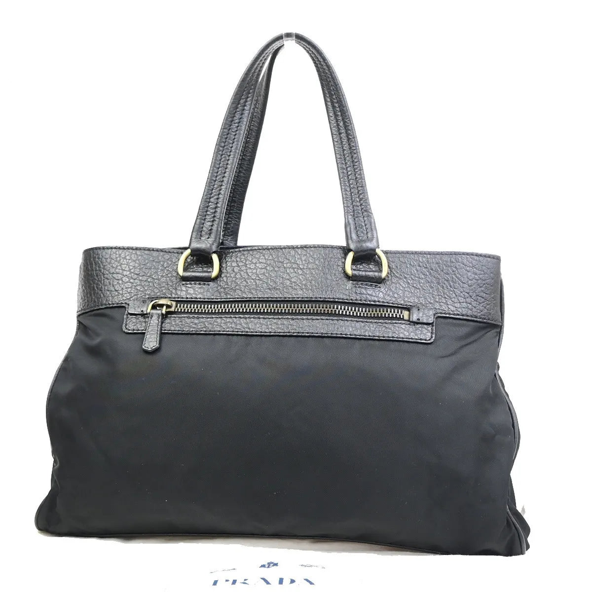 Prada Tessuto Tote nylon and leather, Black, Nylon, Handbag