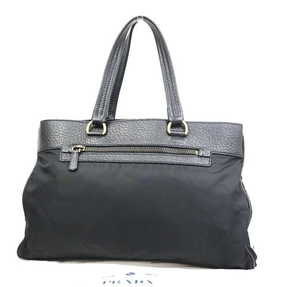 Prada Tessuto Tote nylon and leather, Black, Nylon, Handbag
