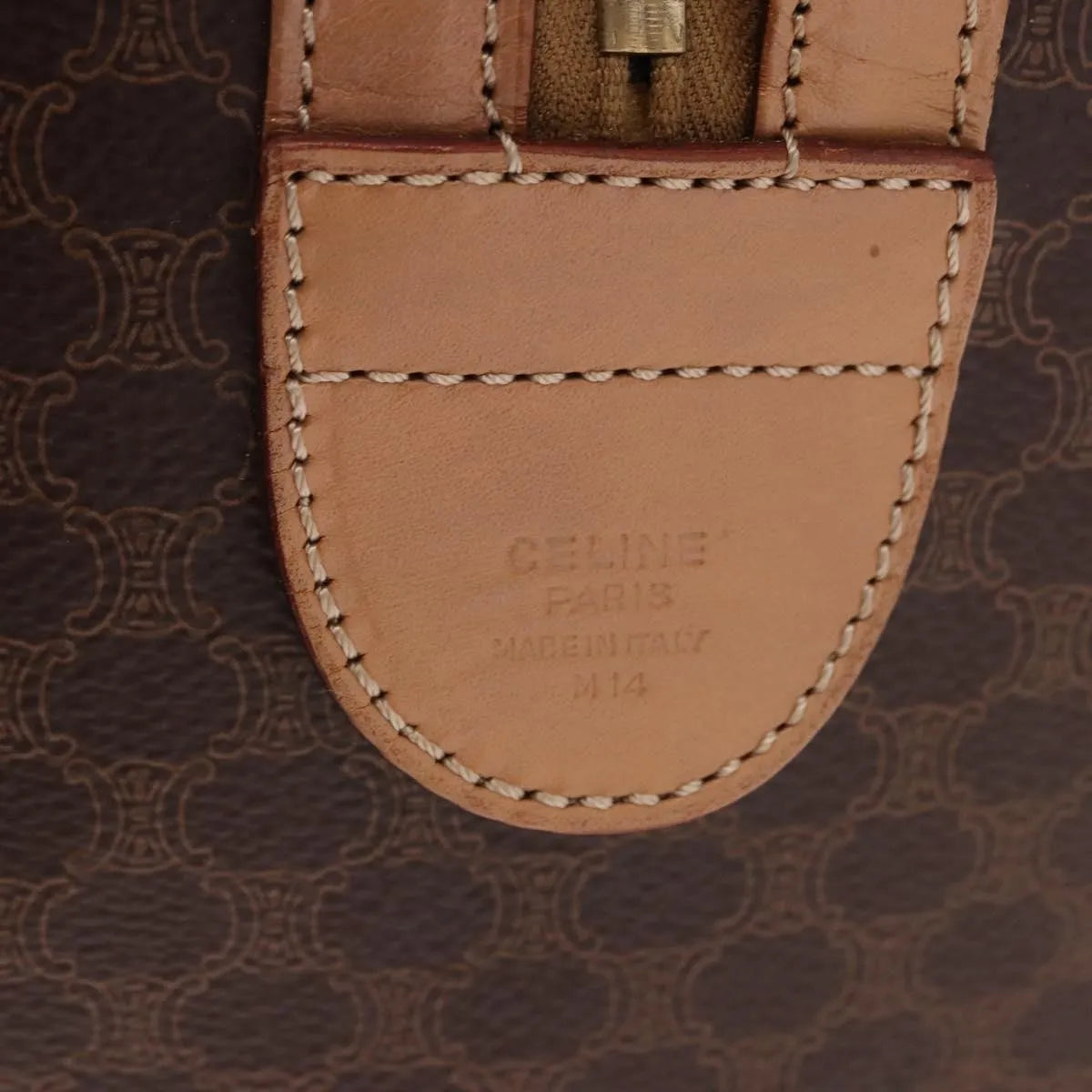 Celine Vintage Macadam Boston Canvas and Leather, Brown, PVC, Handbag