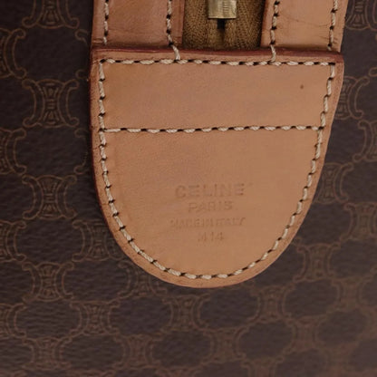 Celine Vintage Macadam Boston Canvas and Leather, Brown, PVC, Handbag