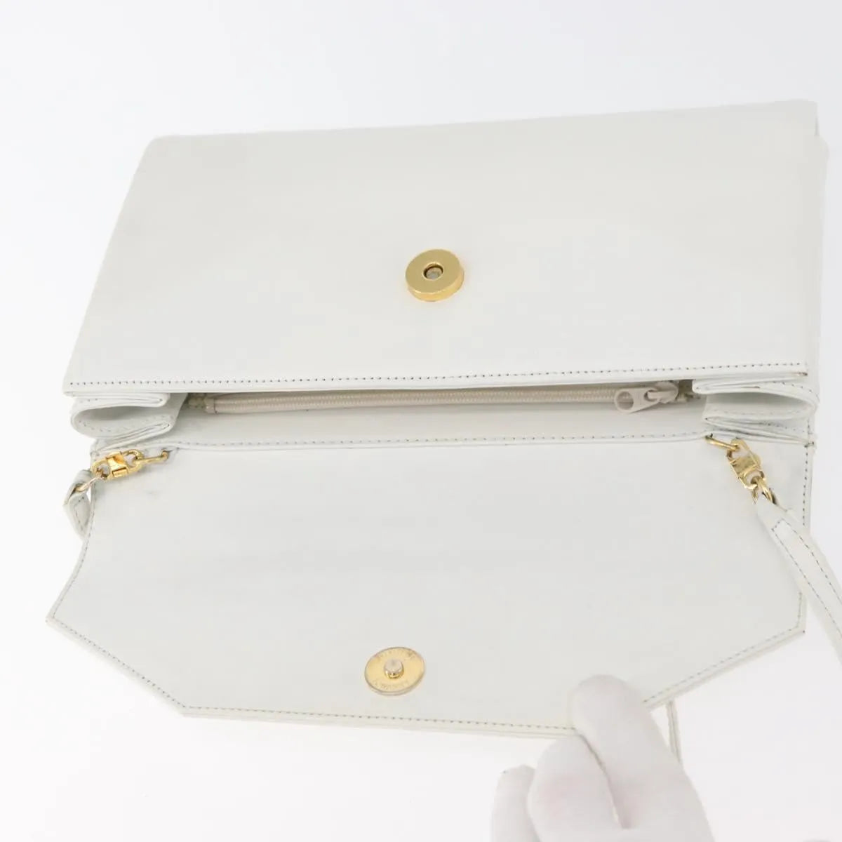 Givenchy Vintage 4G Leather, White_gold, Leather, Shoulder Bag