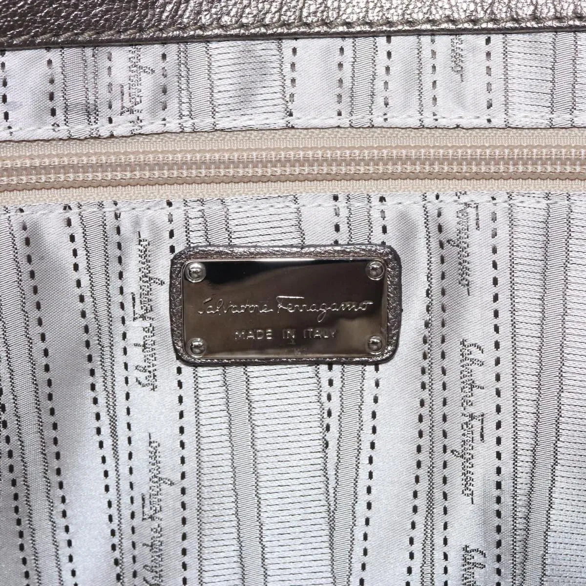 Salvatore Ferragamo Sofia Satchel Leather, Silver, Leather, Handbag