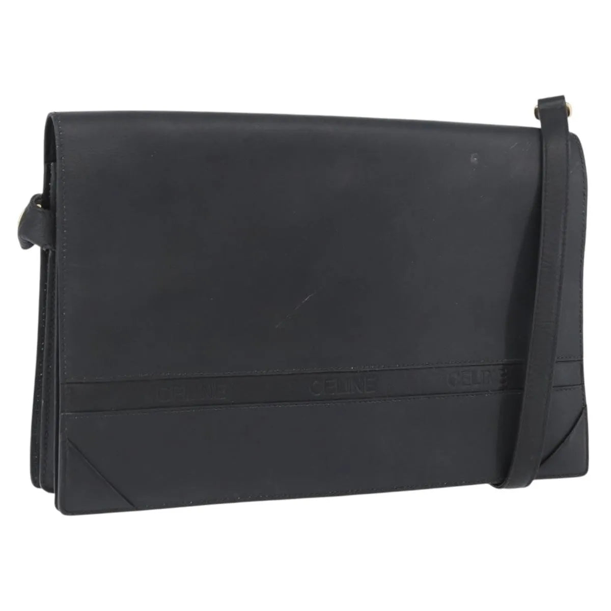 Celine Vintage Leather, Black, Leather, Shoulder Bag
