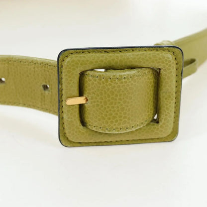 Chanel Vintage Zip Belt Quilted Caviar, Yellow, Leather, Shoulder Bag