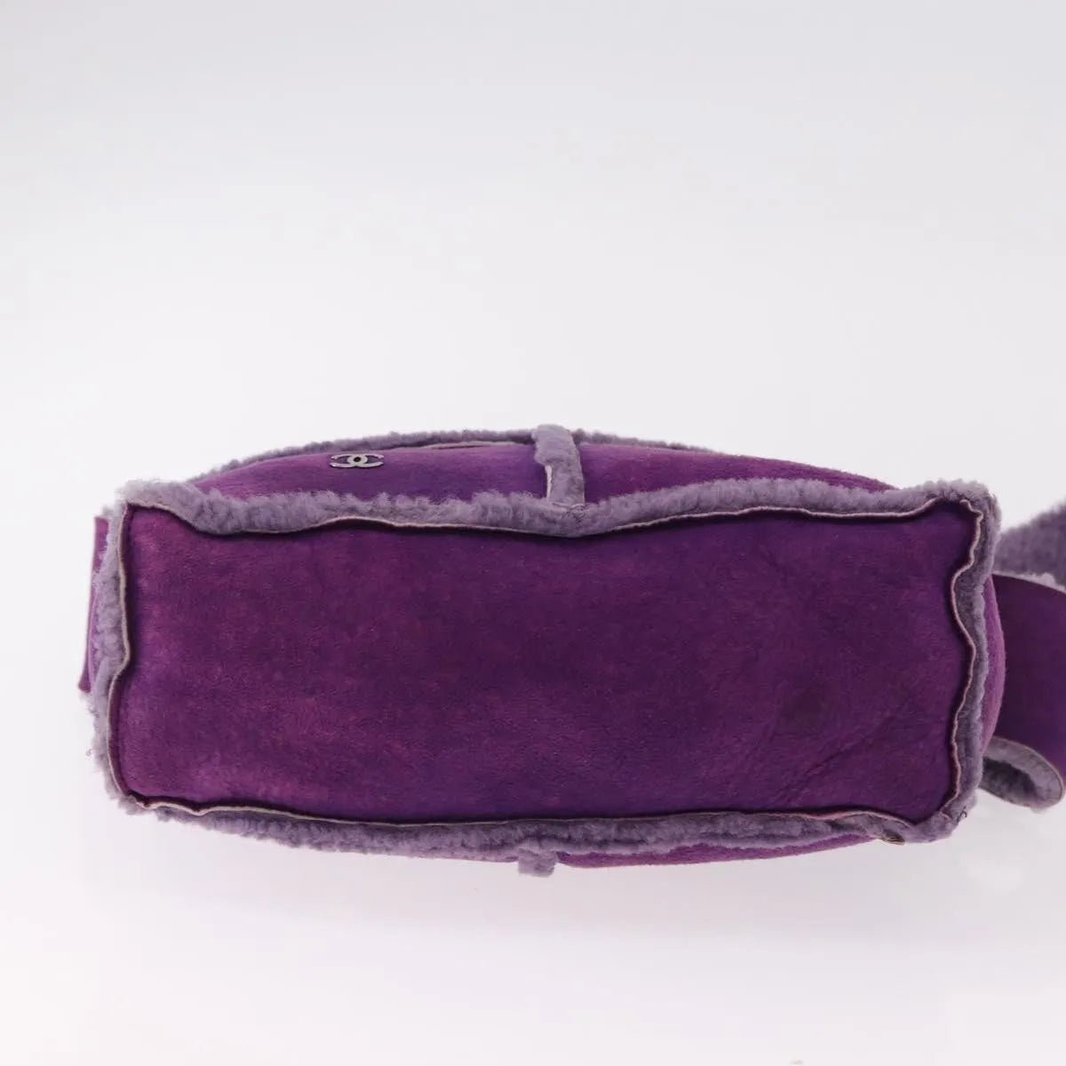 Chanel CC Logo Shearling and Suede, Purple, Suede, Shoulder Bag