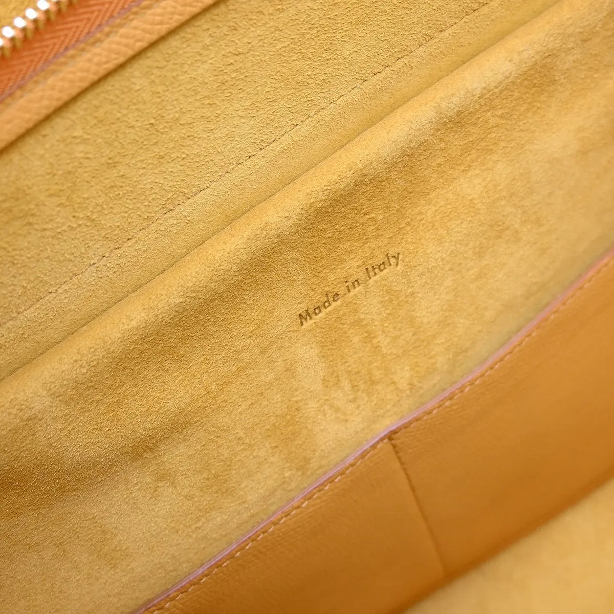 Celine Belt Textured Leather, Yellow, Leather, Handbag