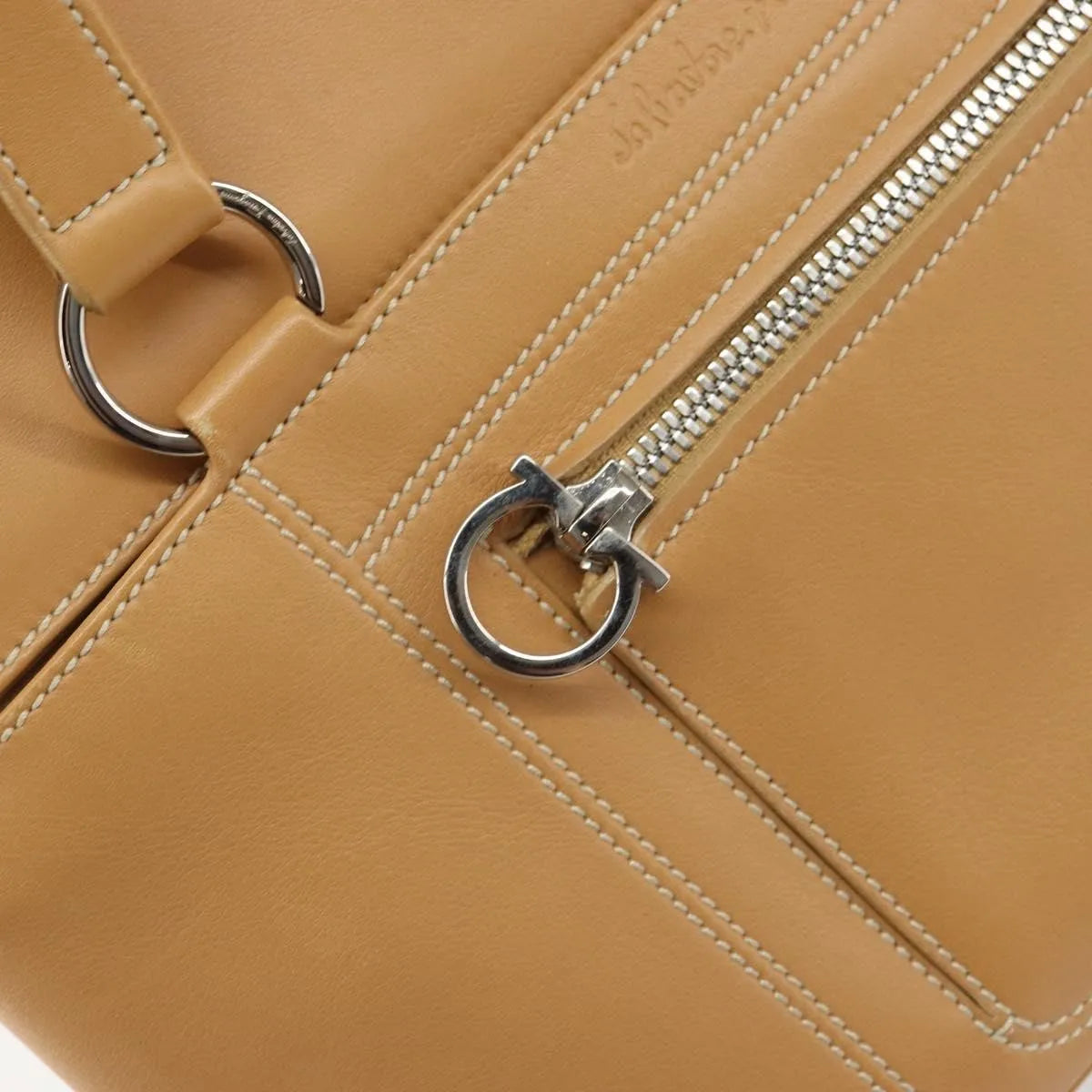 Salvatore Ferragamo Gancini Tote Leather, Beige, Leather, Tote Bag