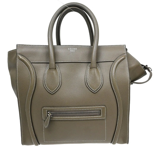 Celine Luggage Grainy Leather, Gray, Leather, Tote Bag