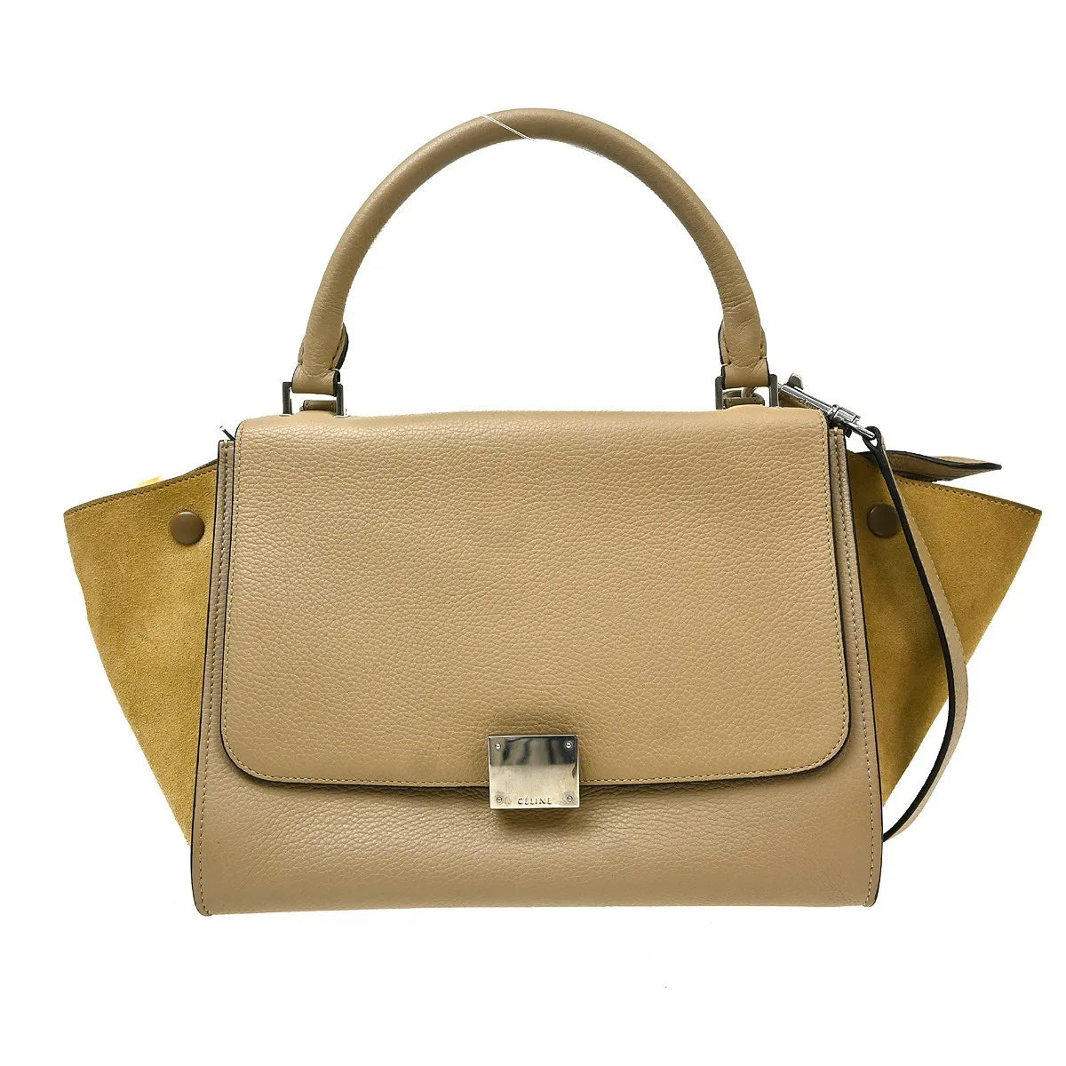 Celine Trapeze Leather with Suede, Beige, Leather, Handbag