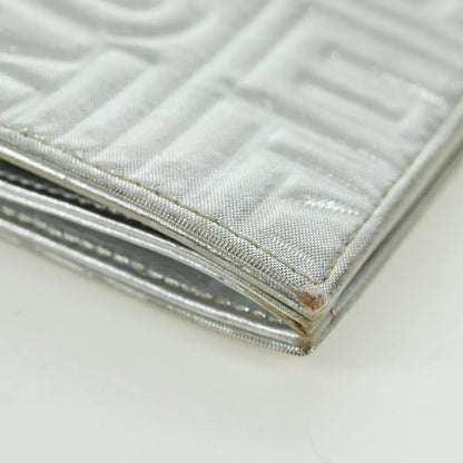 Fendi Wallet on Chain Logo Embossed Leather, Silver, Leather, Wallet