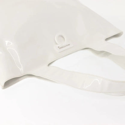 Salvatore Ferragamo Gancini Tote Patent leather, White, Patent Leather, Tote Bag