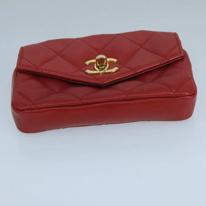 Chanel Vintage CC Flap Waist Quilted Leather, Red, Leather, Clutch