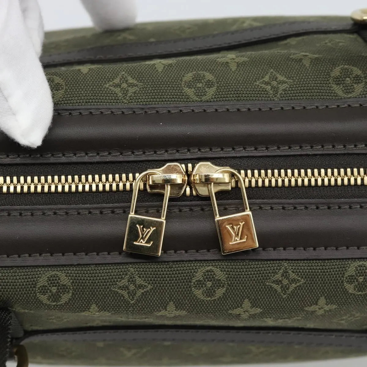 Louis Vuitton Joséphine Mini Lin, Khaki, Canvas, Handbag