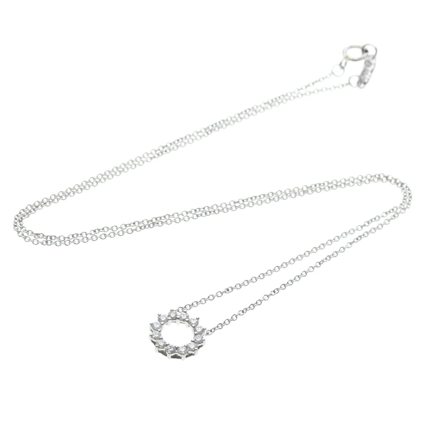 Tiffany & Co. Open Circle Pendant Platinum with Diamonds, Silver, Platinum, Necklace