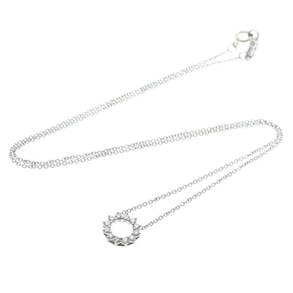 Tiffany & Co. Open Circle Pendant Platinum with Diamonds, Silver, Platinum, Necklace