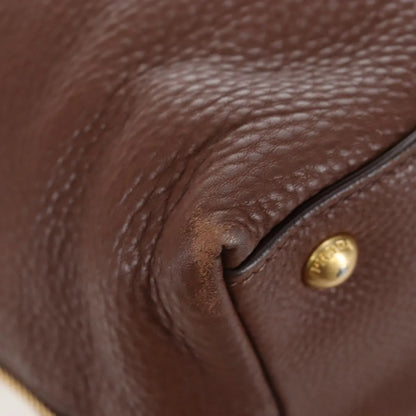 Prada Side Zip Hobo Soft Calf, Brown, Leather, Shoulder Bag
