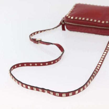 Valentino Garavani Rockstud Camera Leather, Red, Leather, Shoulder Bag