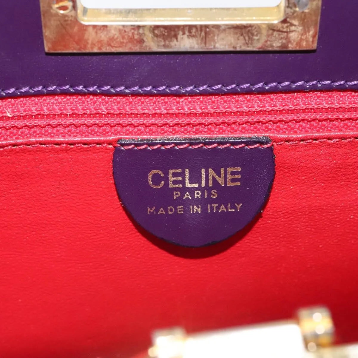 Celine vintage Leather, Purple, Leather, Handbag