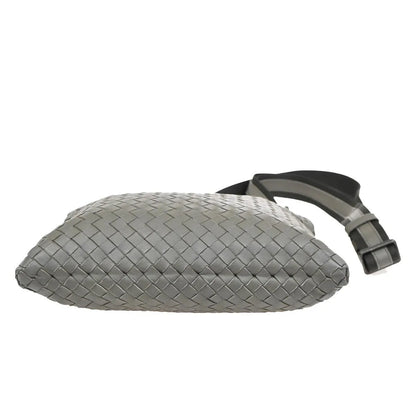 Bottega Veneta Flat Messenger Intrecciato Nappa, Gray, Leather, Shoulder Bag