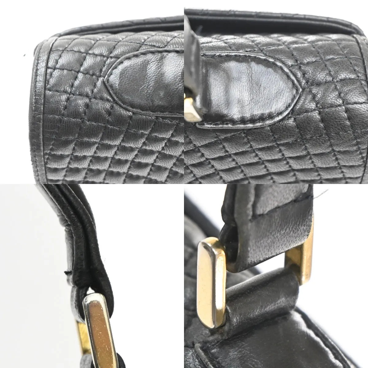 Bally Vintage Quilted Leather, Black, Leather, Handbag