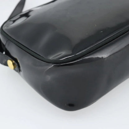 Salvatore Ferragamo Vala Patent Leather, Black, Patent Leather, Shoulder Bag